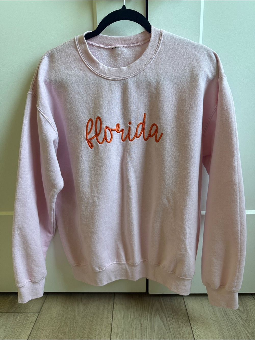 Embroidered 'Florida' Pink Crewneck Sweatshirt
